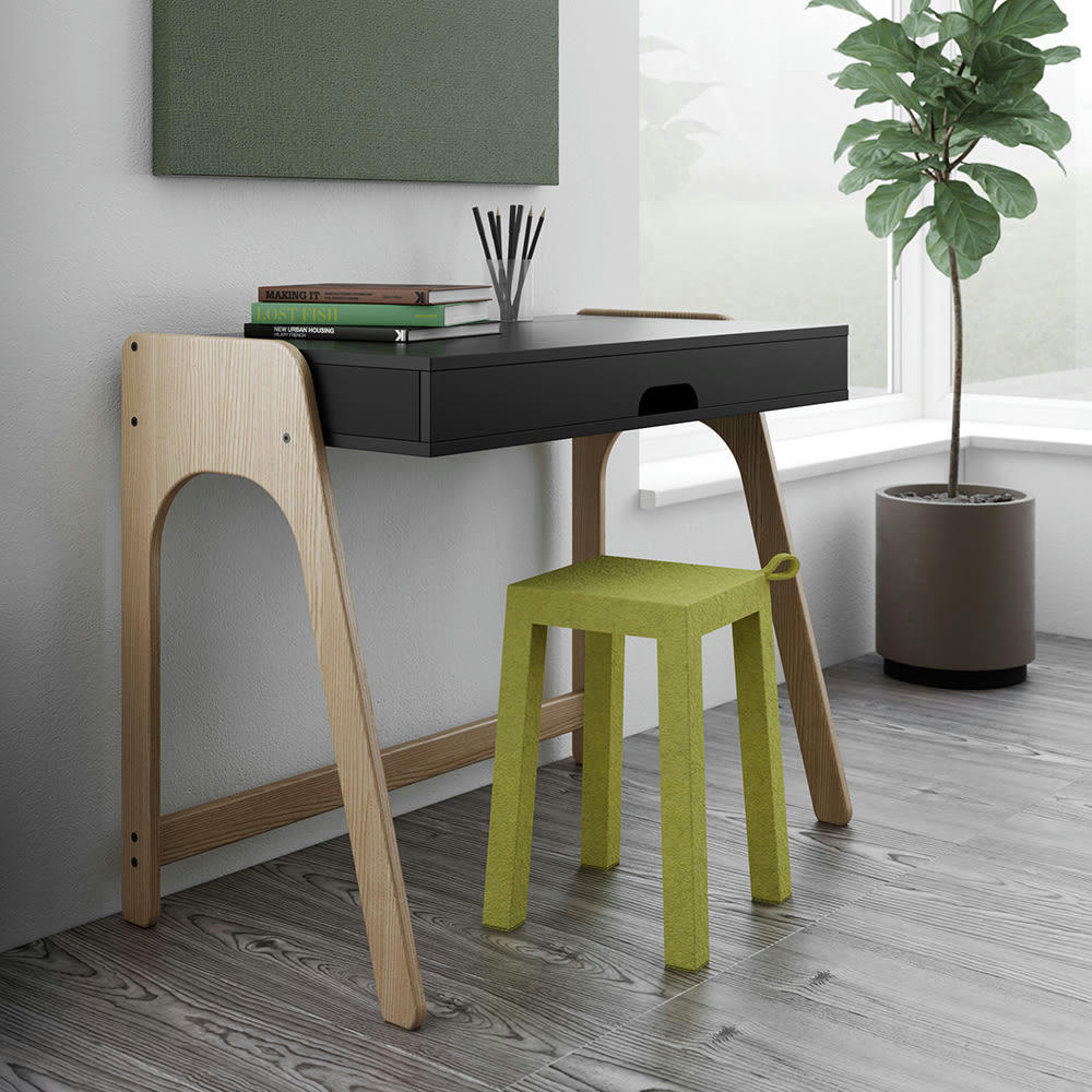 AURA - Bureau  placage chêne naturel et noir