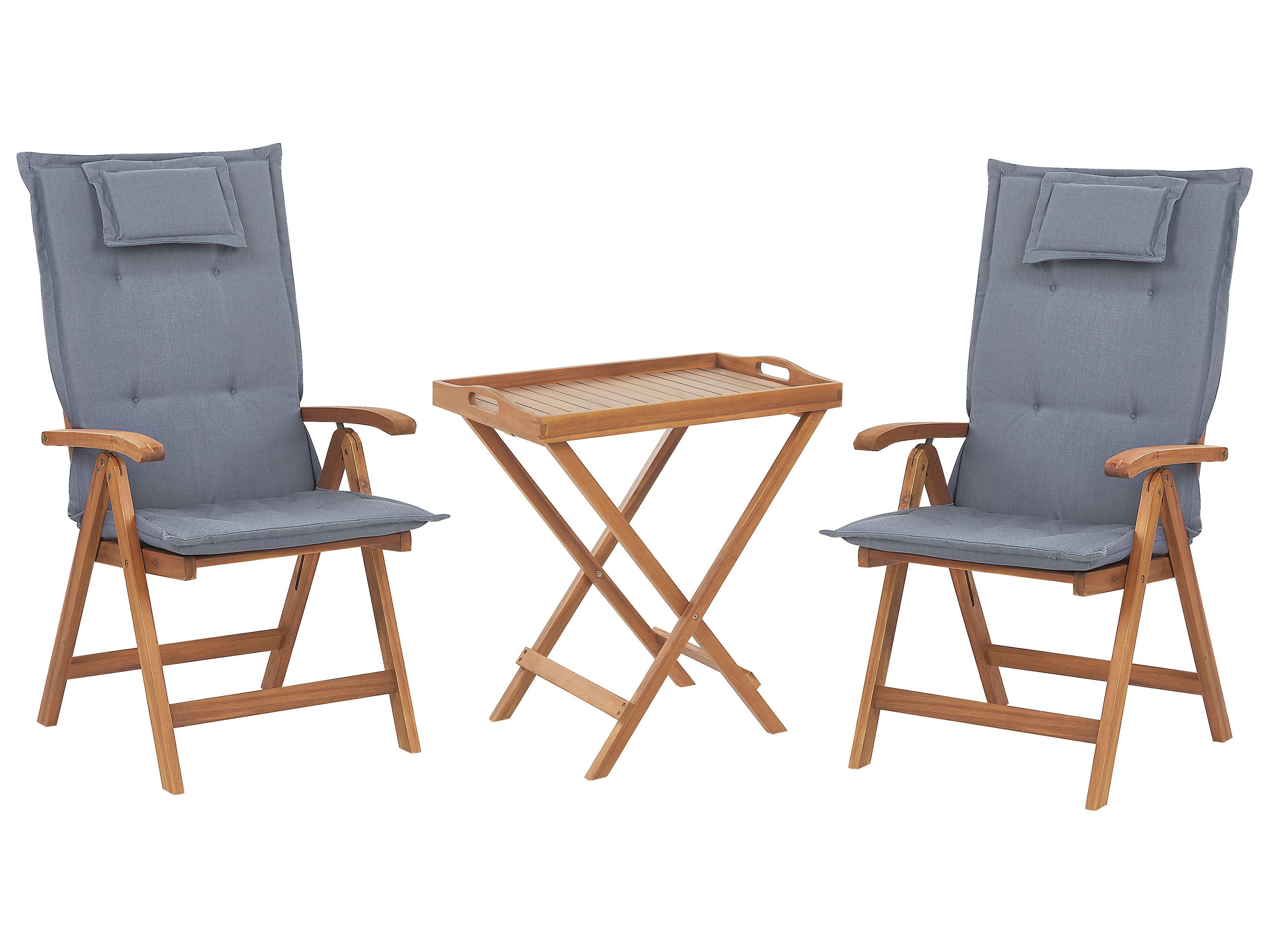 Garden Dining Set 6 Seater JAVA with Cushions Acacia Wood Blue