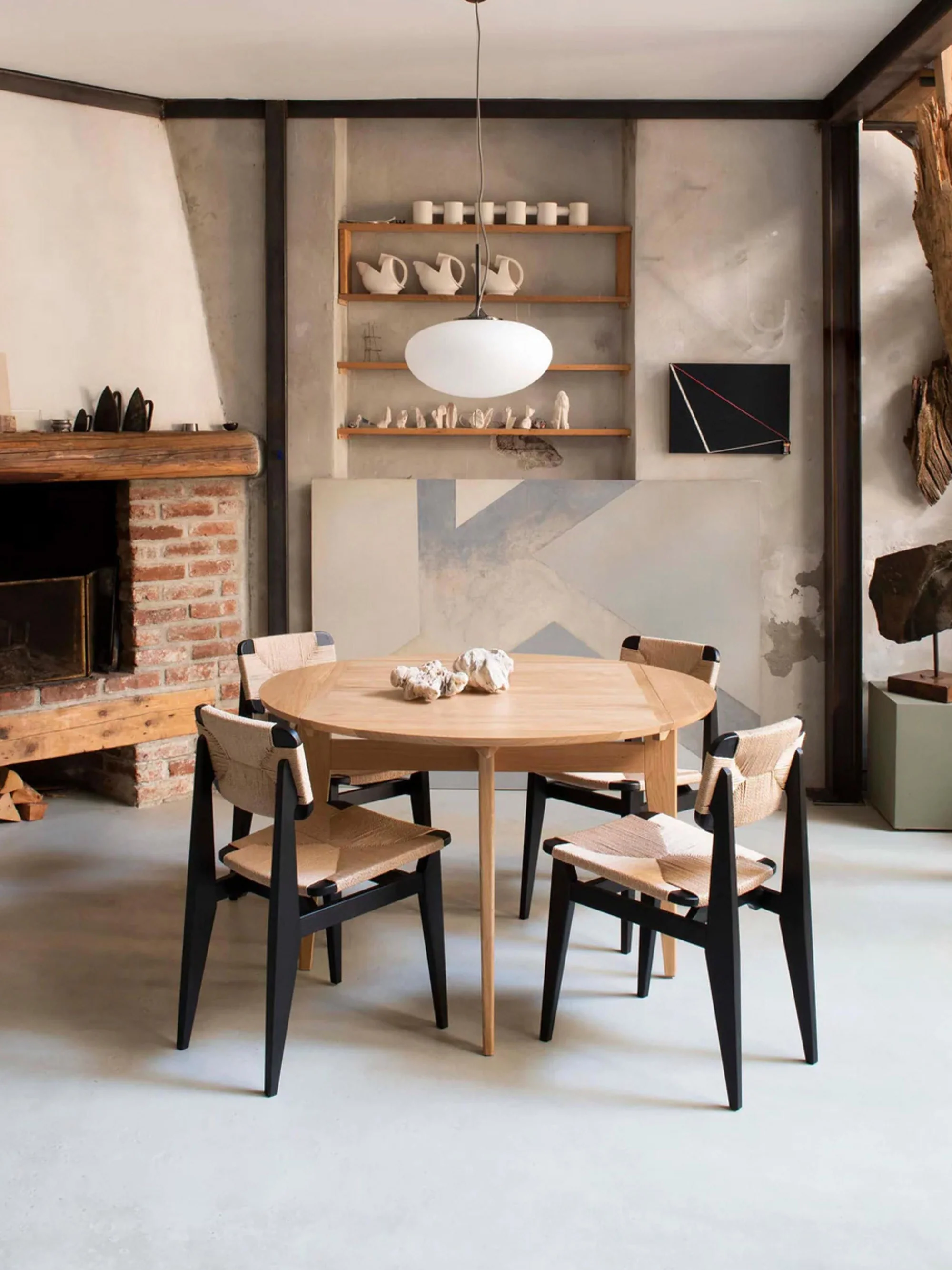 Holzstuhl C-Chair aus Eichenholz mit geflochtener Sitzfläche