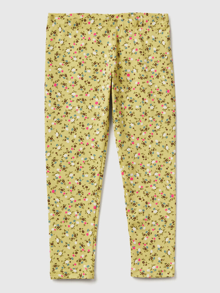 Yellow floral leggings