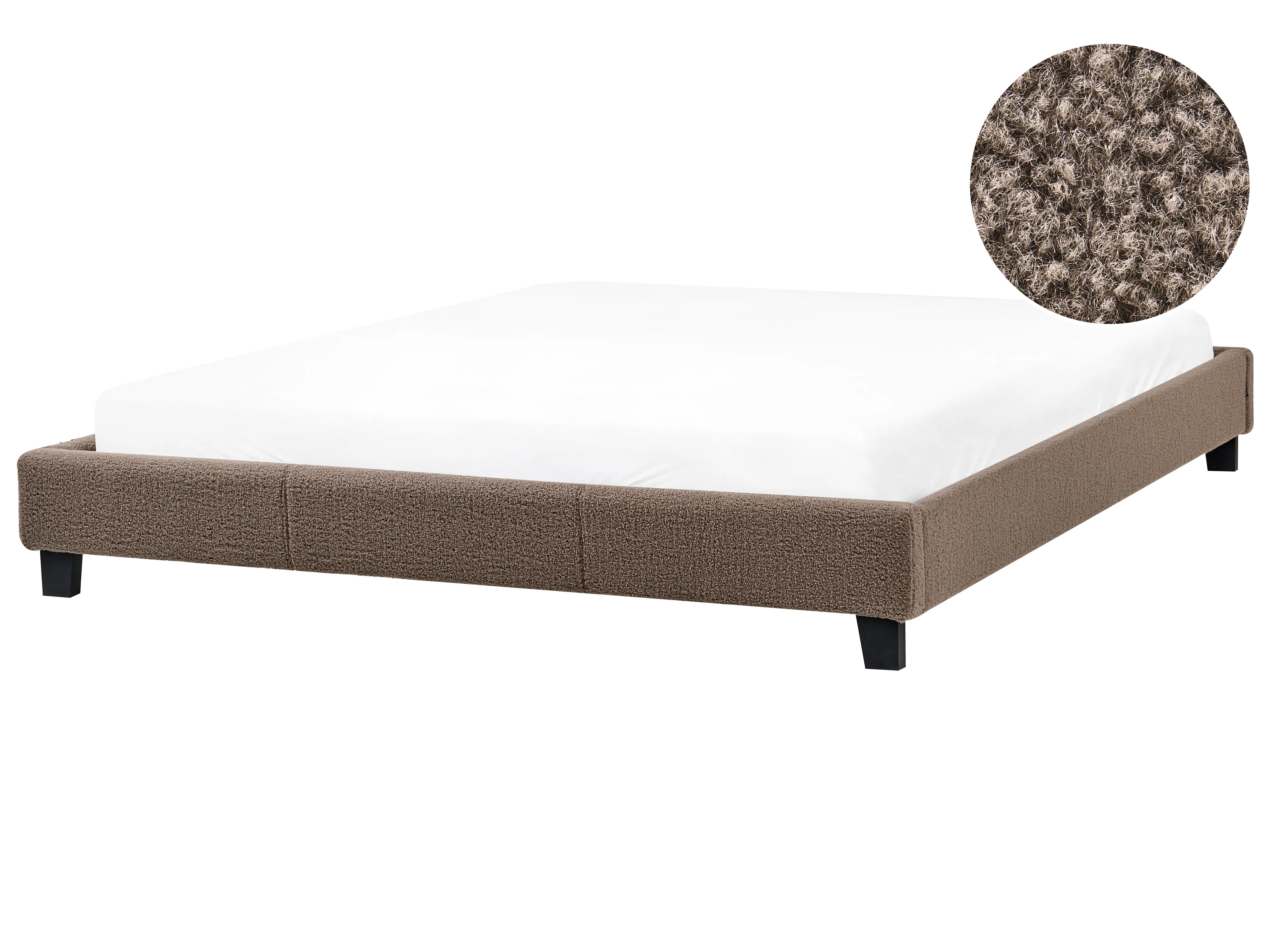 Bed without Headboard Boucle ROANNE 160 x 200 cm (EU King Size) Taupe