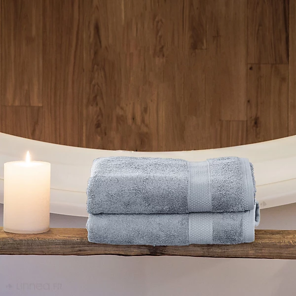 Drap de douche coton 550g/m2 70x130 cm NAÏA bleu Glacier