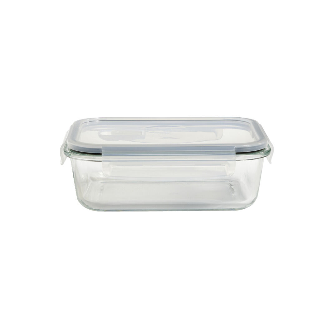 BoÎte alimentaire rectangulaire en verre couvercle plastique clips 1,1L