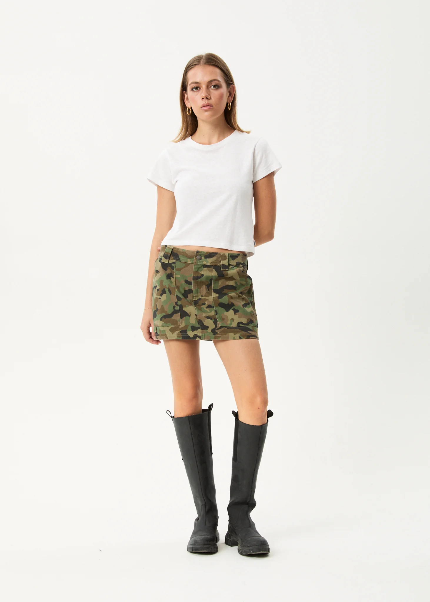 AFENDS Womens Hidden - Low Rise Workwear Skirt - Hidden