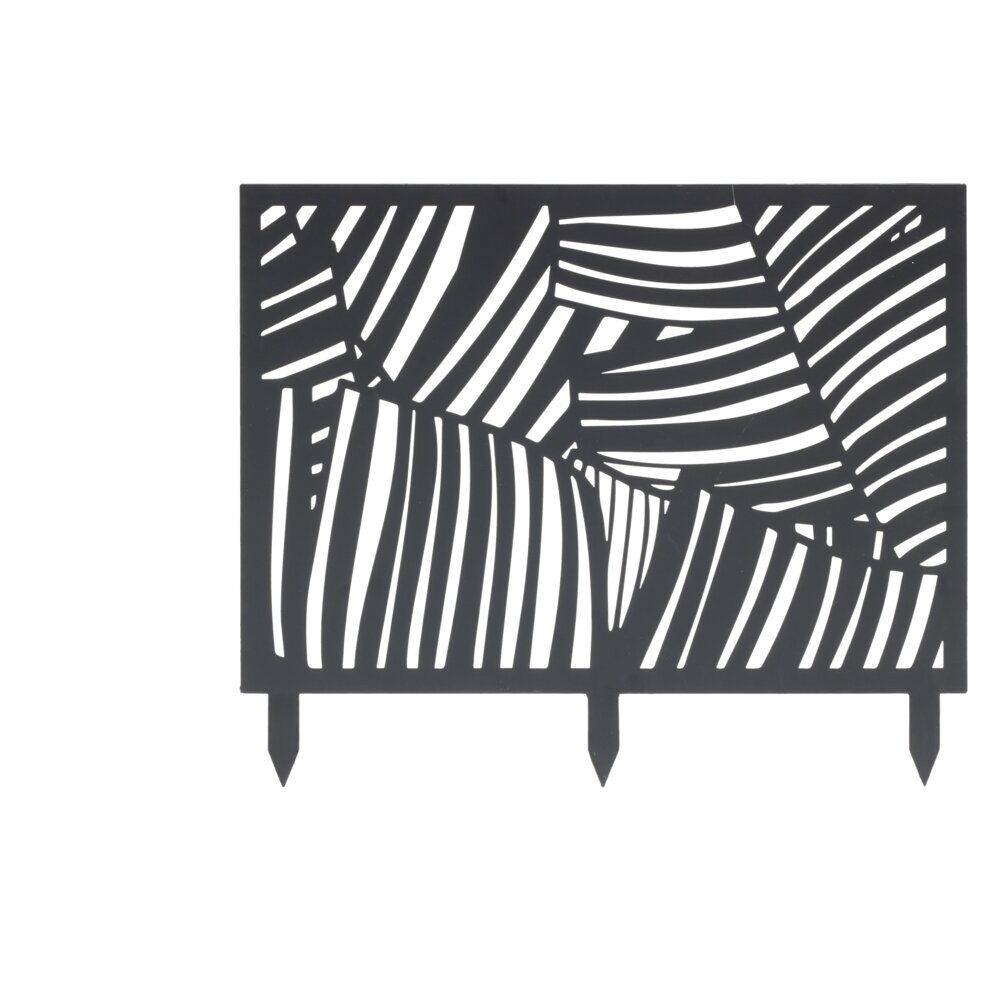 Bordure de jardin métal design feuillage ajouré noir 50xH41,5 cm
