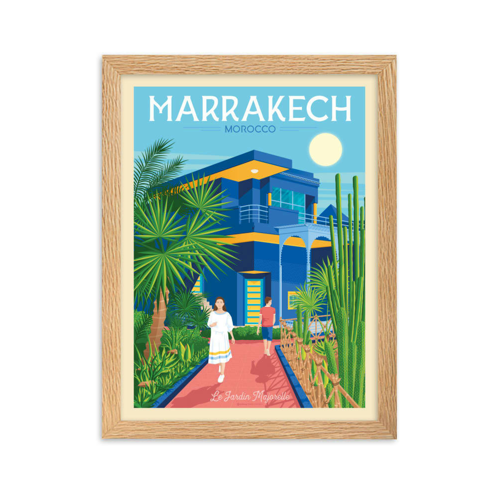 - Affiche Marrakech Maroc avec Cadre (Bois) 21x29,7 cm
