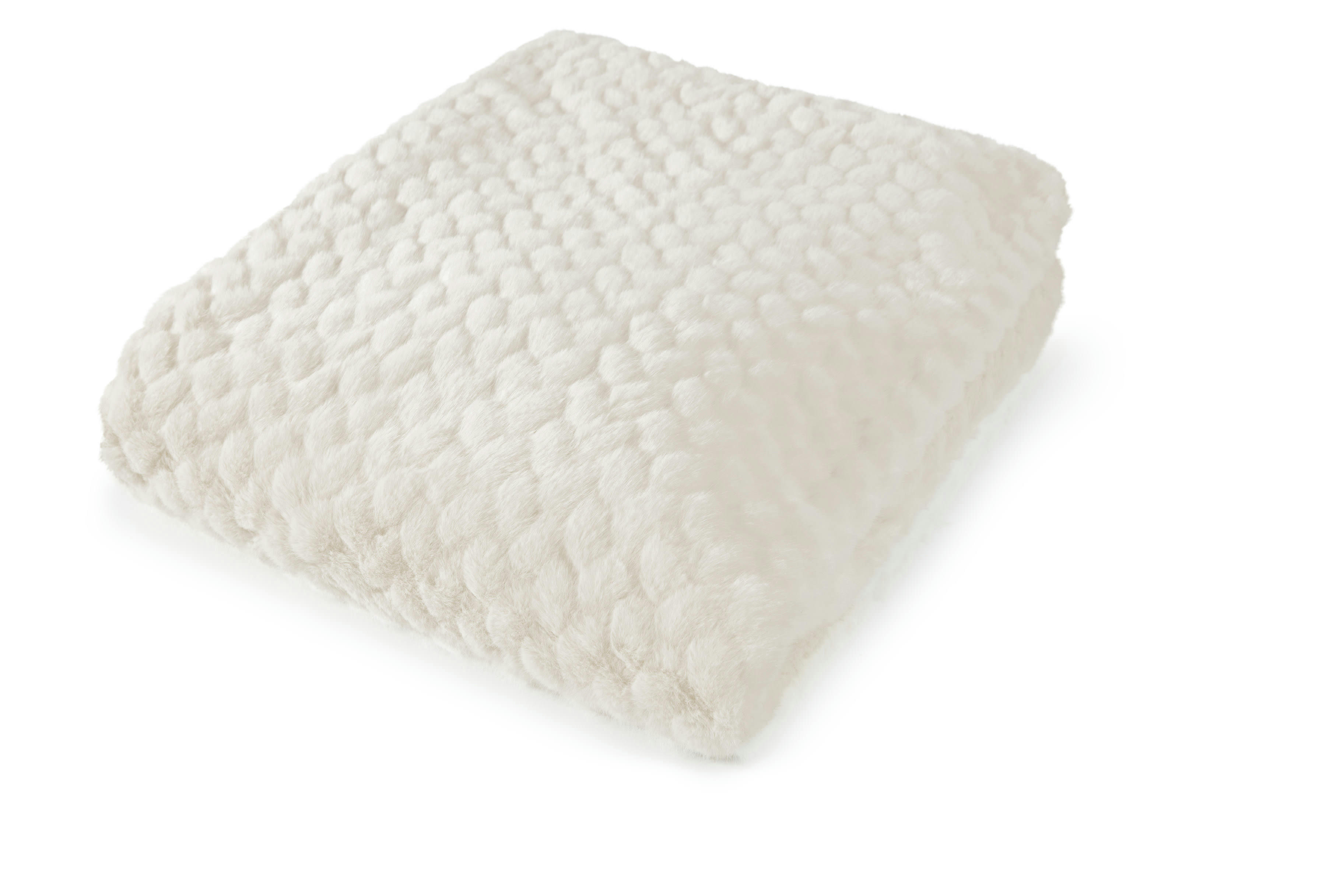 MINK - Plaid fausse fourrure  ivoire  avec doublure unie 200x150