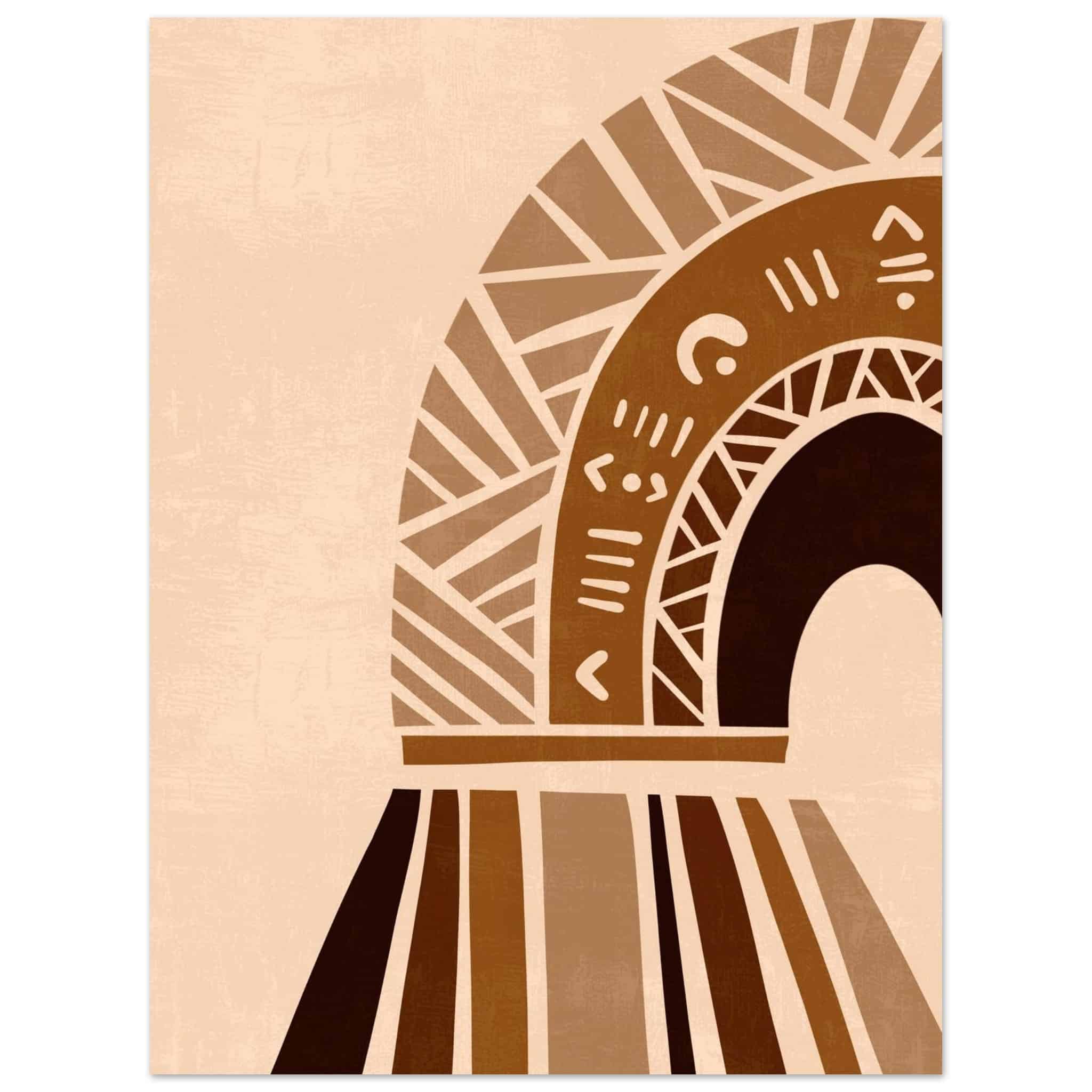 Artfulprints Poster Boho – Ethnic sunrise  - 30x40 cm - Bruin