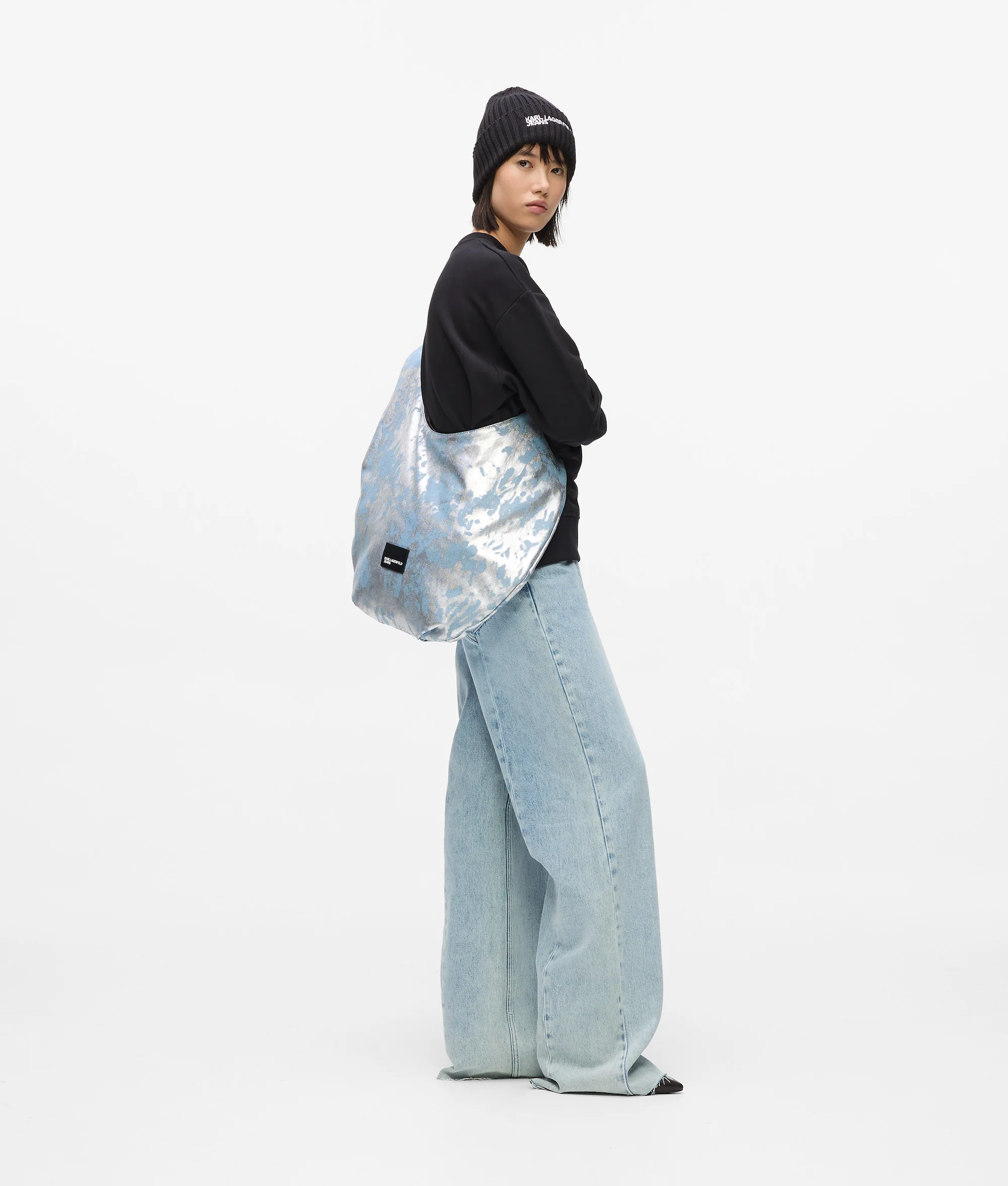 Grand sac besace en denim ultra-brillant