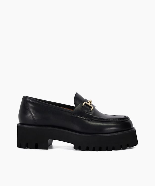 Groundbreaking Black - Chunky Branded Snaffle Trim Loafer