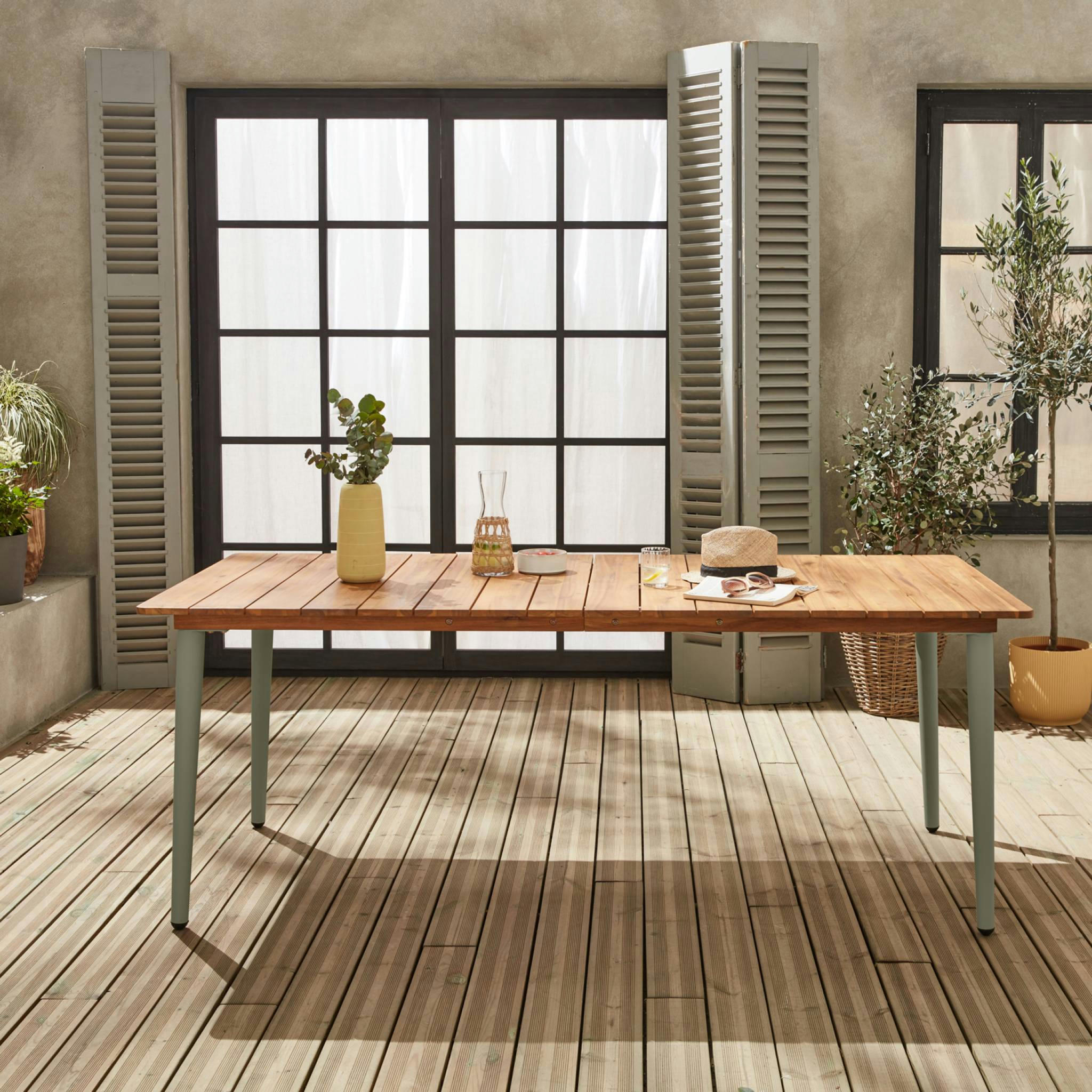 MARINGA 200CM - Table de jardin bois et acier 200m