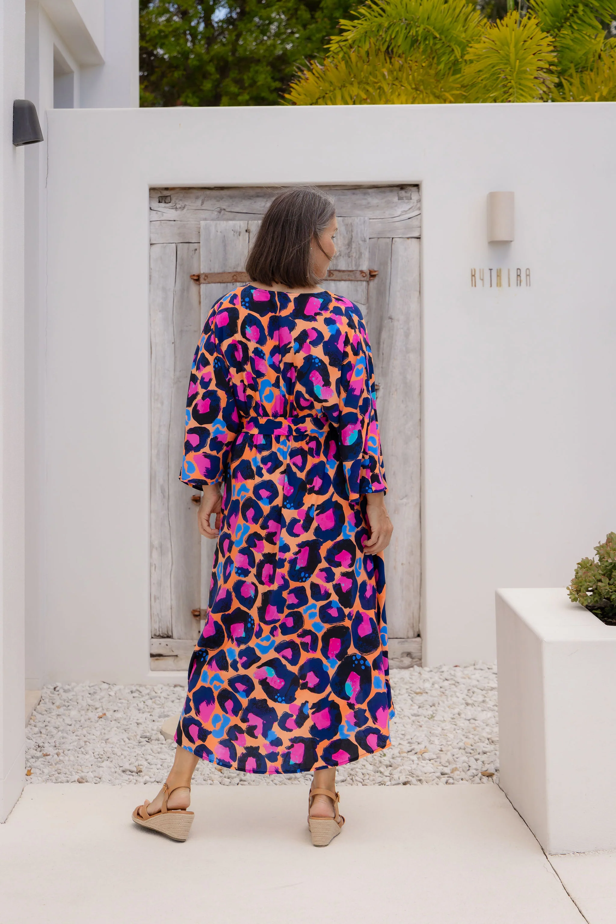 Polly Midi Dress in Sherbie - Peach Leopard by Kasey Rainbow