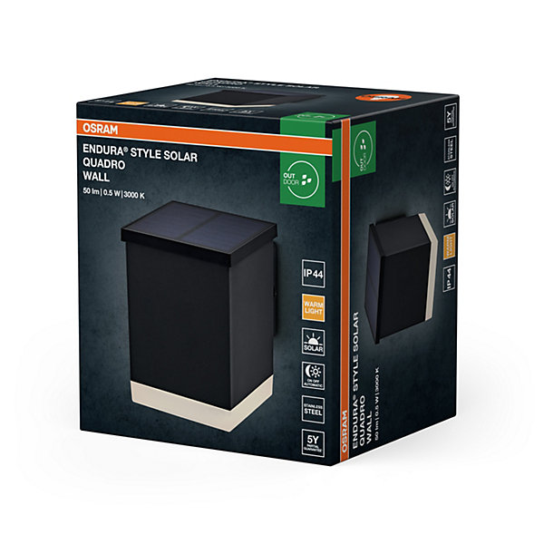 OSRAM APPLIQUE EXT ENDURA STYLE SOLAR QUADRO WALL, 0,5W, 50lm