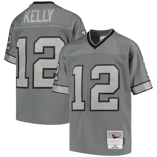 Jim Kelly Buffalo Bills Youth 1990 Retired Player Metal Replica Jersey - Charcoal