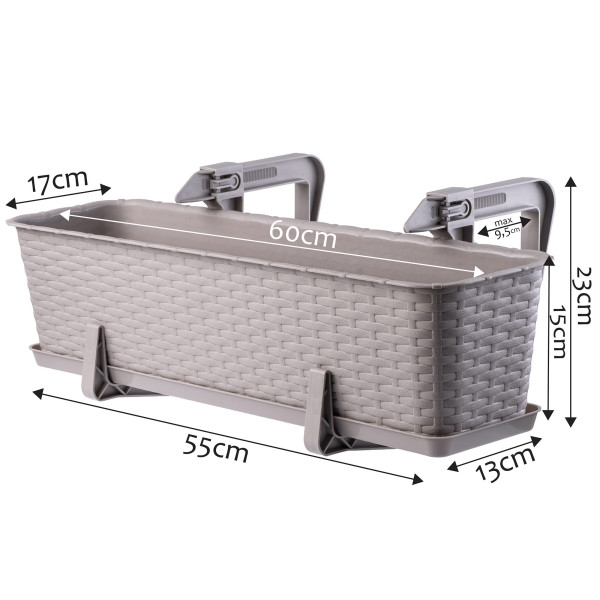 Skrzynka Balkonowa Doniczka Uchwyty Podstawka 60cm