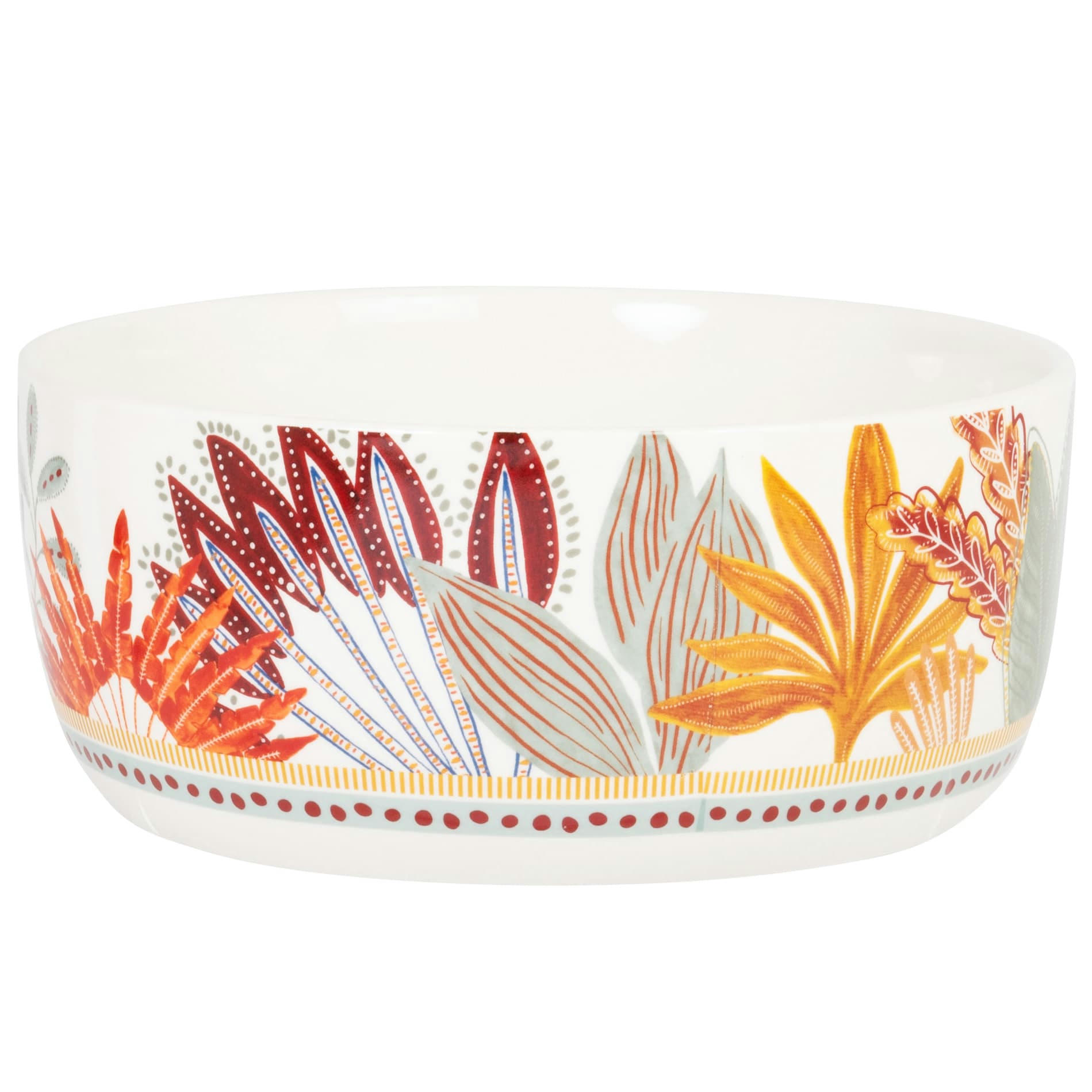 AQABA - Saladier en grès motif végétal multicolore