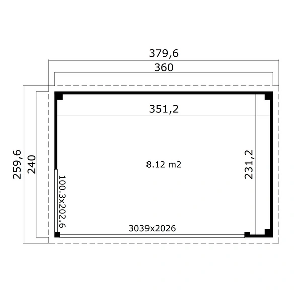 Gartenhaus »Austin«, BxHxT: 379,6 x 239,4 x 259,6 cm, (Außenmaß inkl. Dachüberstand), grüngrau