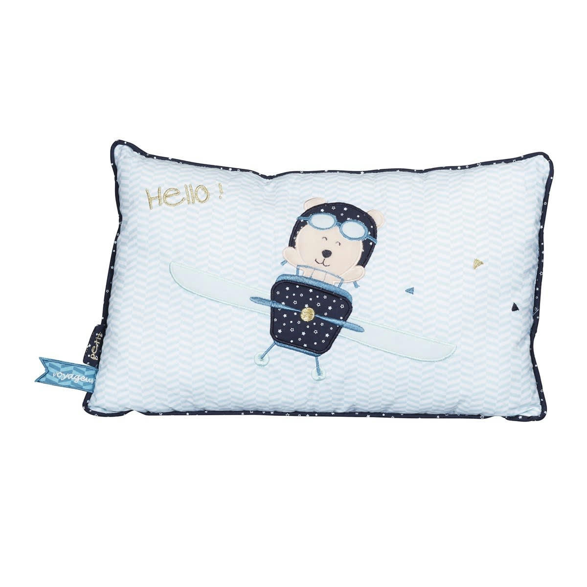 LAZARE - Coussin rectangulaire en coton bleu