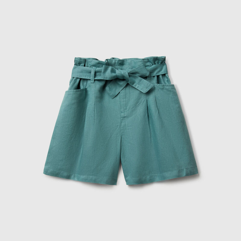 Paperbag bermudas in linen blend