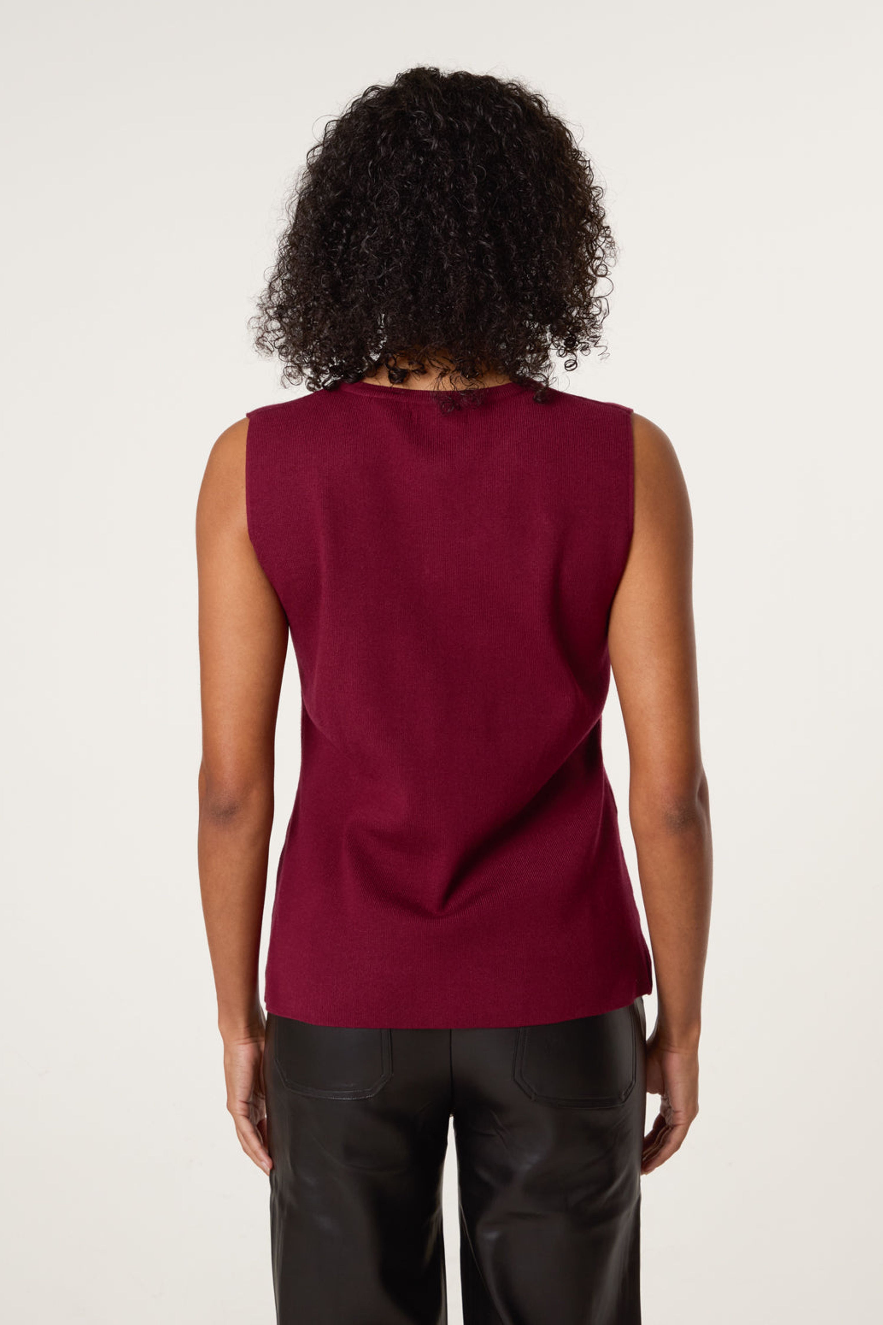 Blue Vanilla Red Button Front Tailored Vest