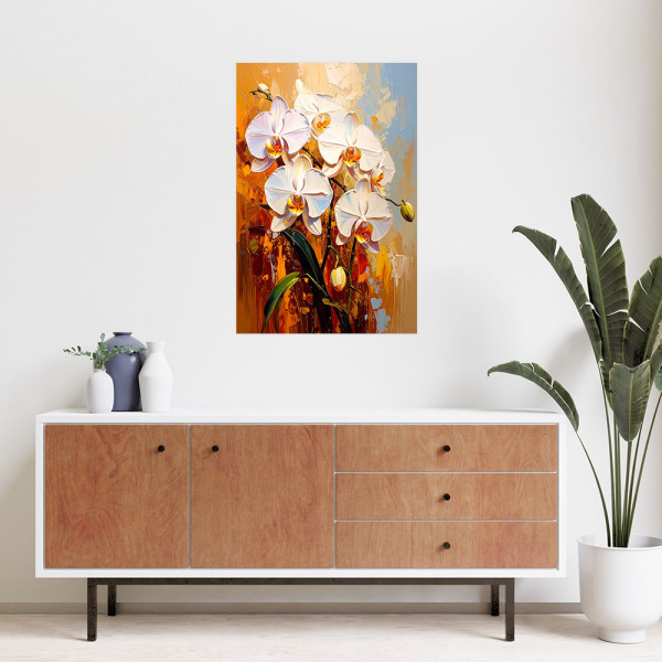Naklejka na ścianę Feeby Białe Storczyki Kwiaty Natura 20x30