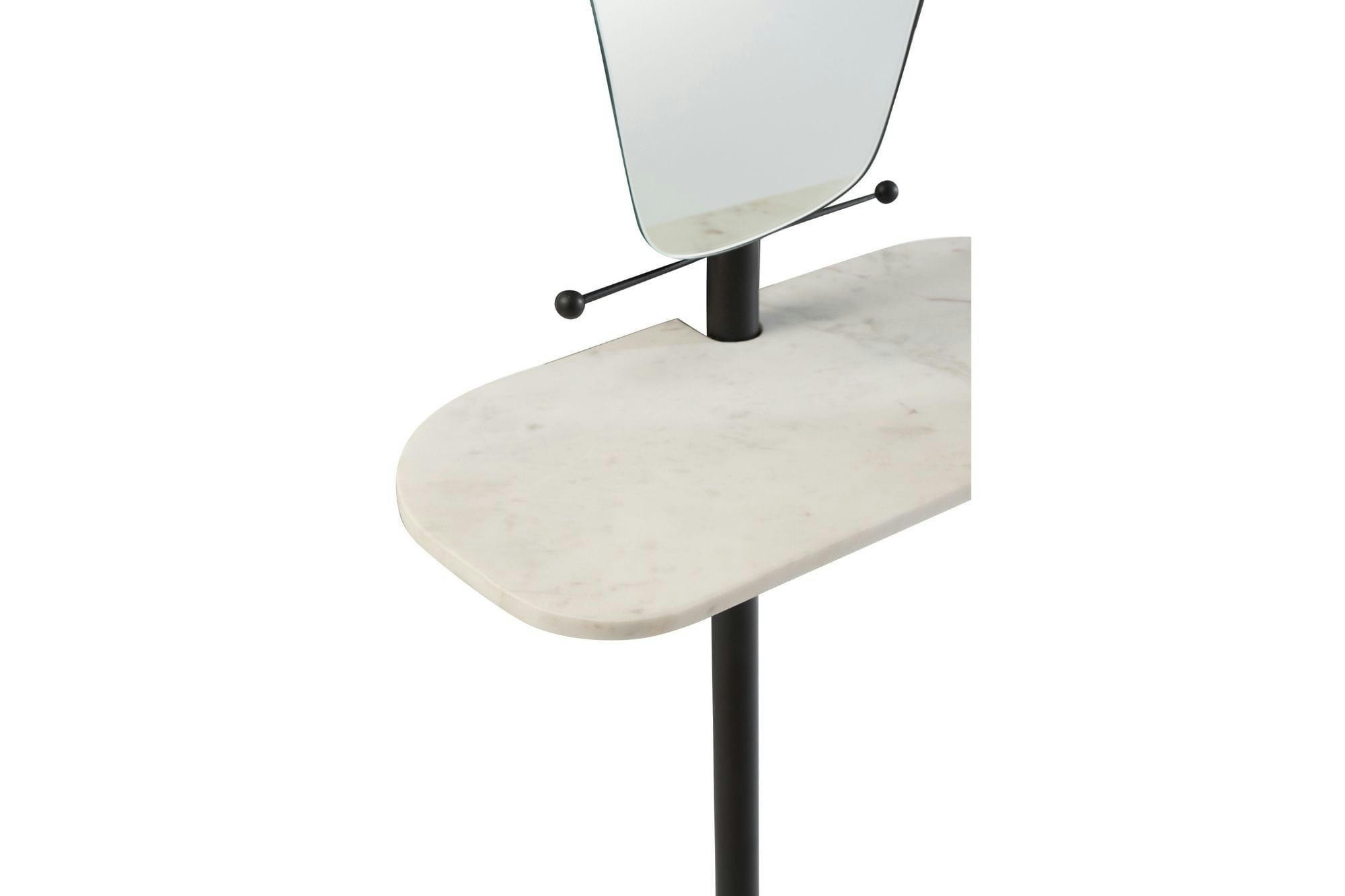 CALIE - Coiffeuse moderne en métal avec miroir et tablette en marbre