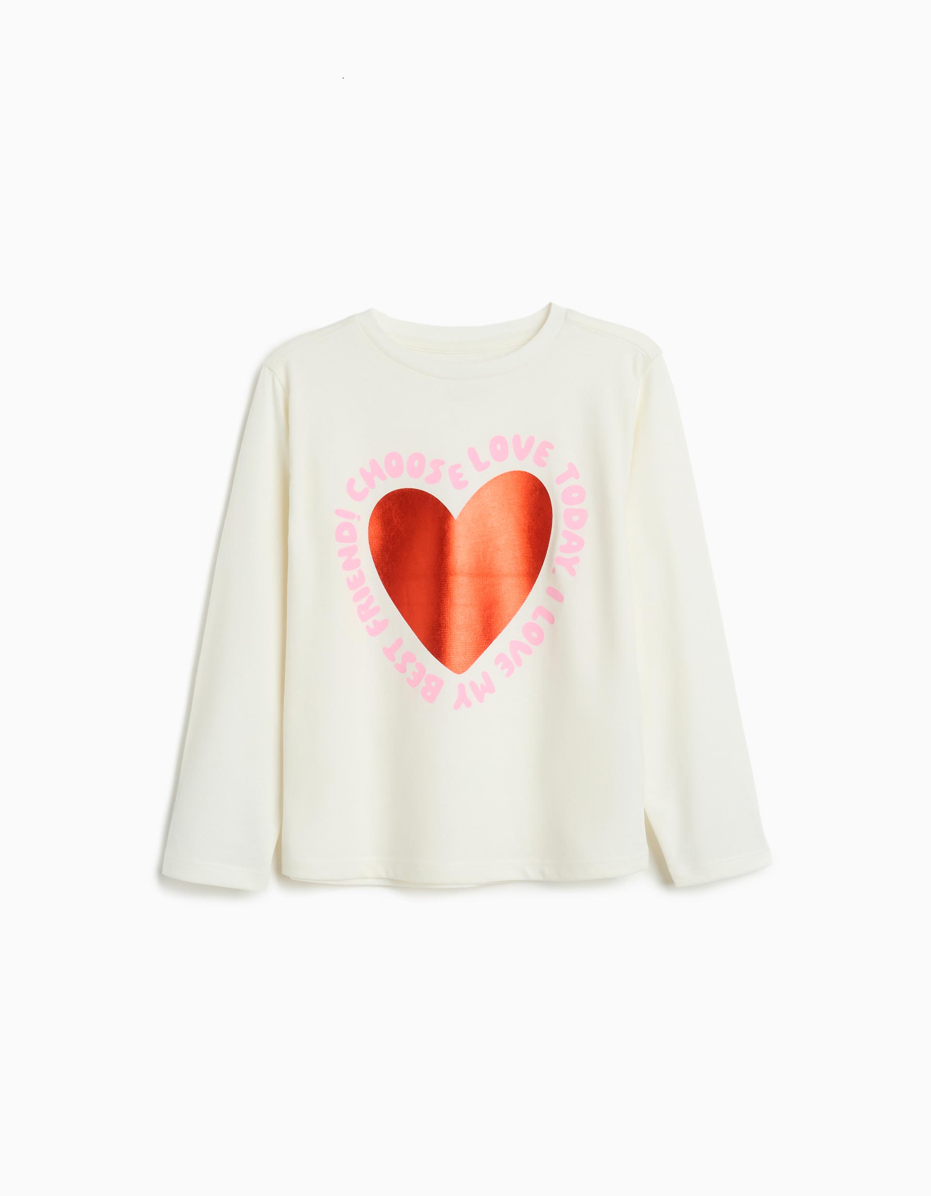 T-shirt de Manga Comprida, Menina, Branco