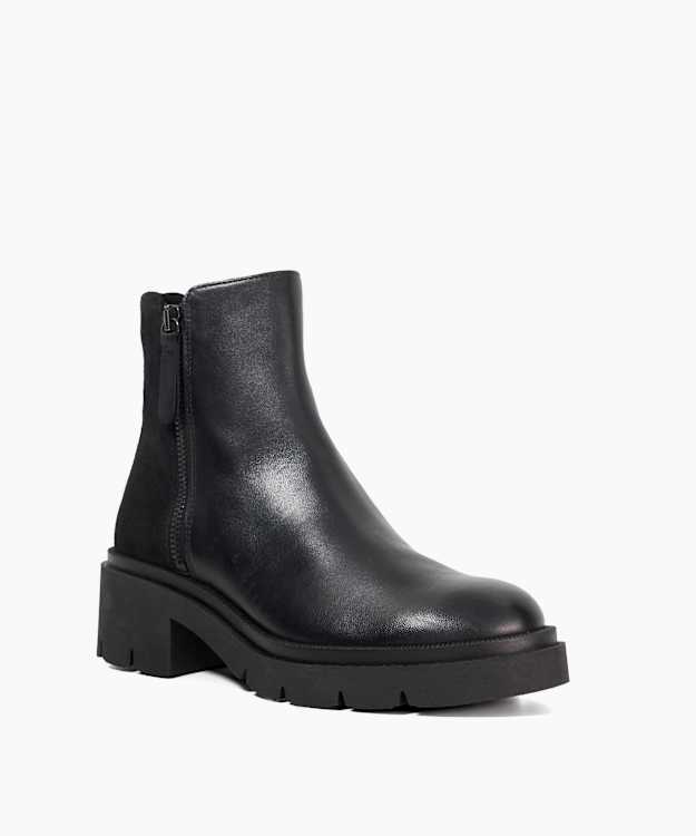Paving Black - Cleated Sole Ankle Boots