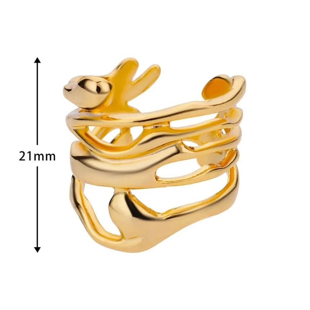 The Colourful Aura Abstract Fluid Wrap Wide Adjustable Band Gold or Silver Ring