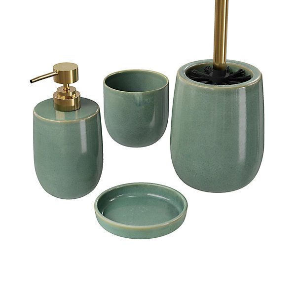 Distributeur de savon vert et doré l.9 x H.16,7 x P.9 cm, GoodHome Boann