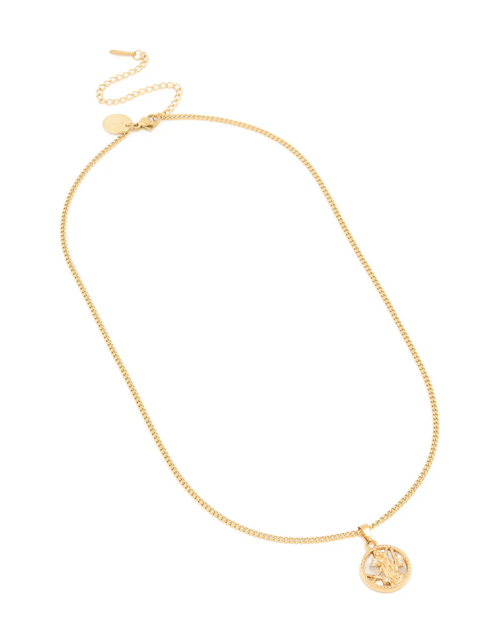 Waterproof Gold Plated Stainless Steel Virgo Circle Zodiac Sign Necklace