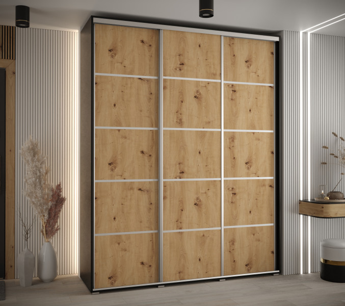 Szafa przesuwna 45 Cannes 4 190 czarny artisan srebrny