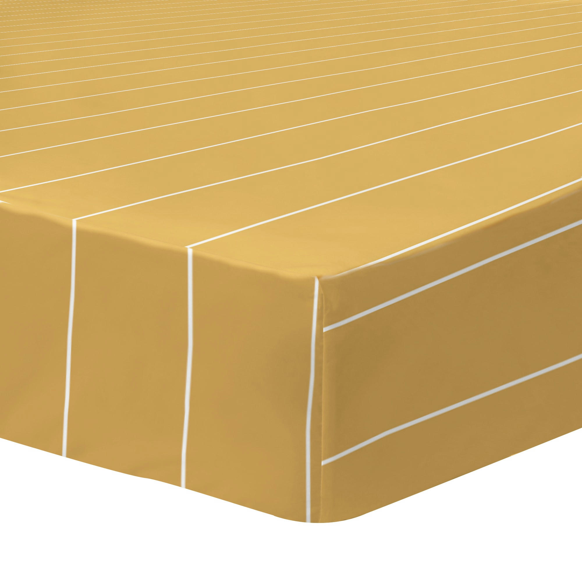 TOFFEE STRIPES - Drap-housse imprimé en coton Caramel 90x190/200cm - Bonnet 30cm