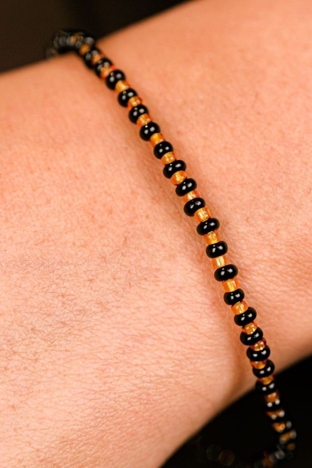 The Colourful Aura Black Golden Mangalsutra Tiny Black Bead Everyday Kids Nazaria Bracelet