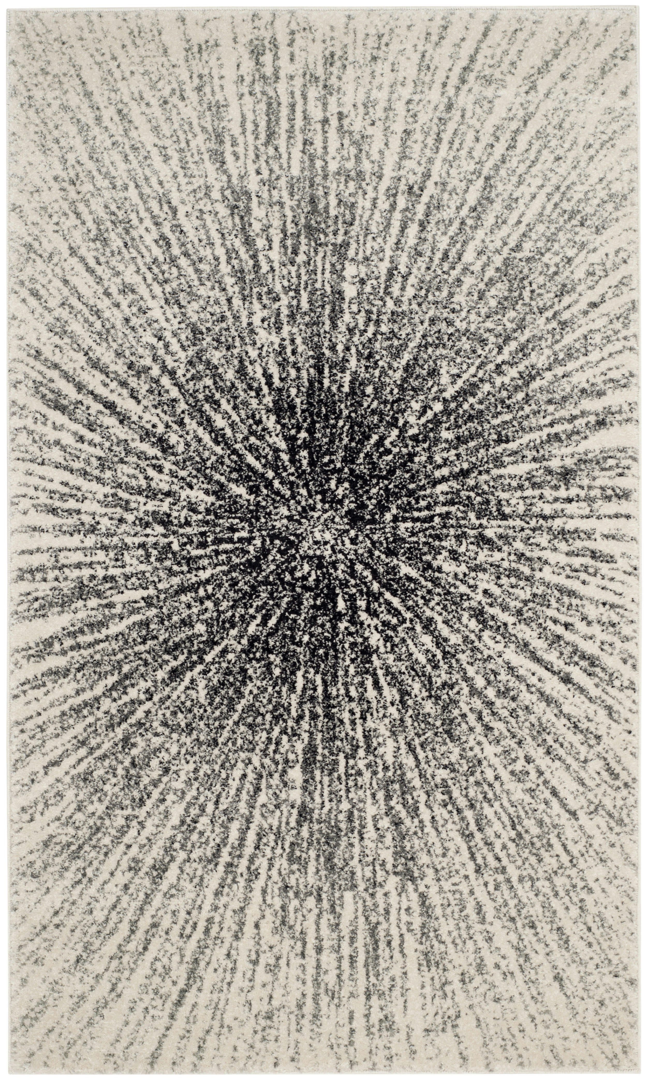 - Tapis de salon d'inspiration vintage noir et ivoire 120x180