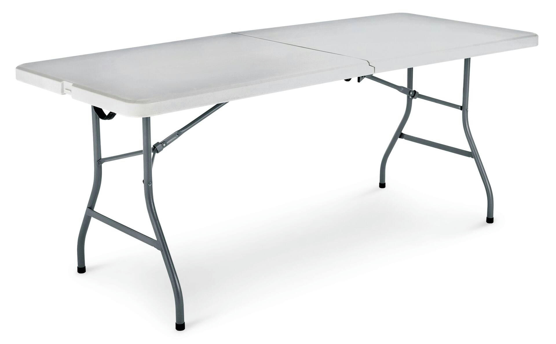 For Living 6-ft Portable Plastic & Metal Folding Table with Casters & Handle, White