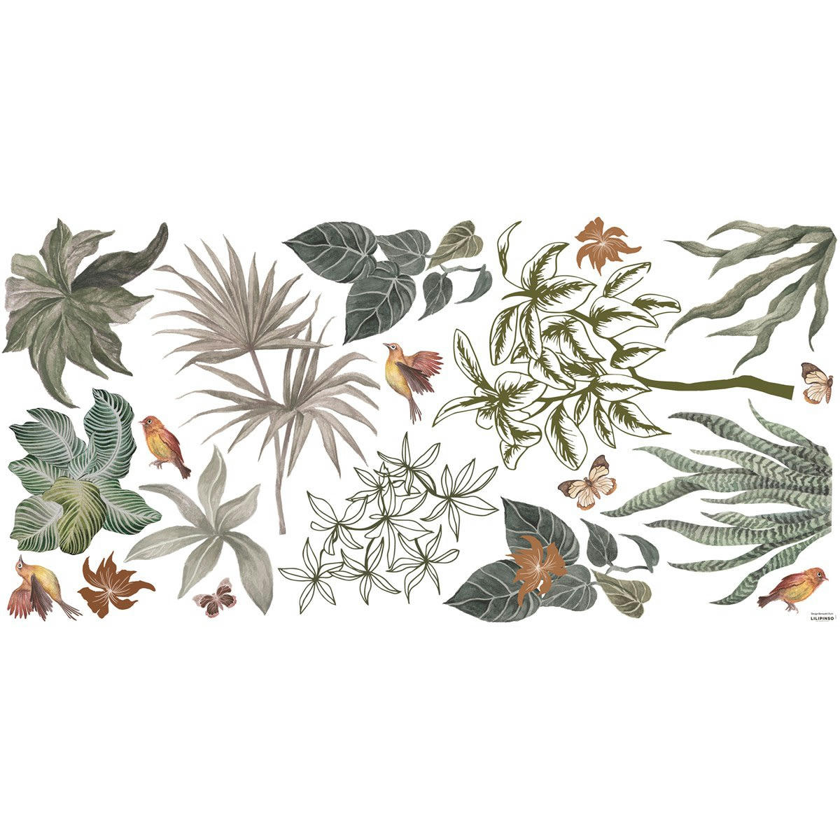 UTAN - Stickers décor jungle indonésienne en Vinyle Marron 64x130cm