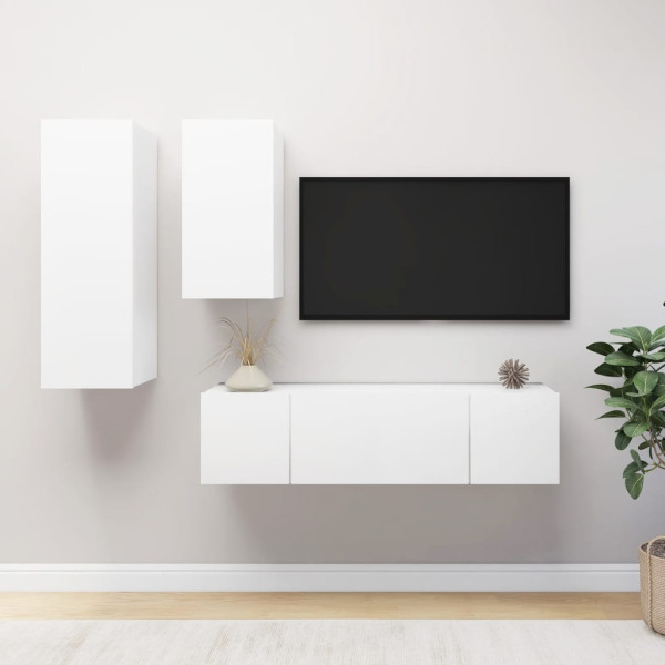VidaXL Zestaw szafek TV Biały 60 x 30 x 30 cm Materiał