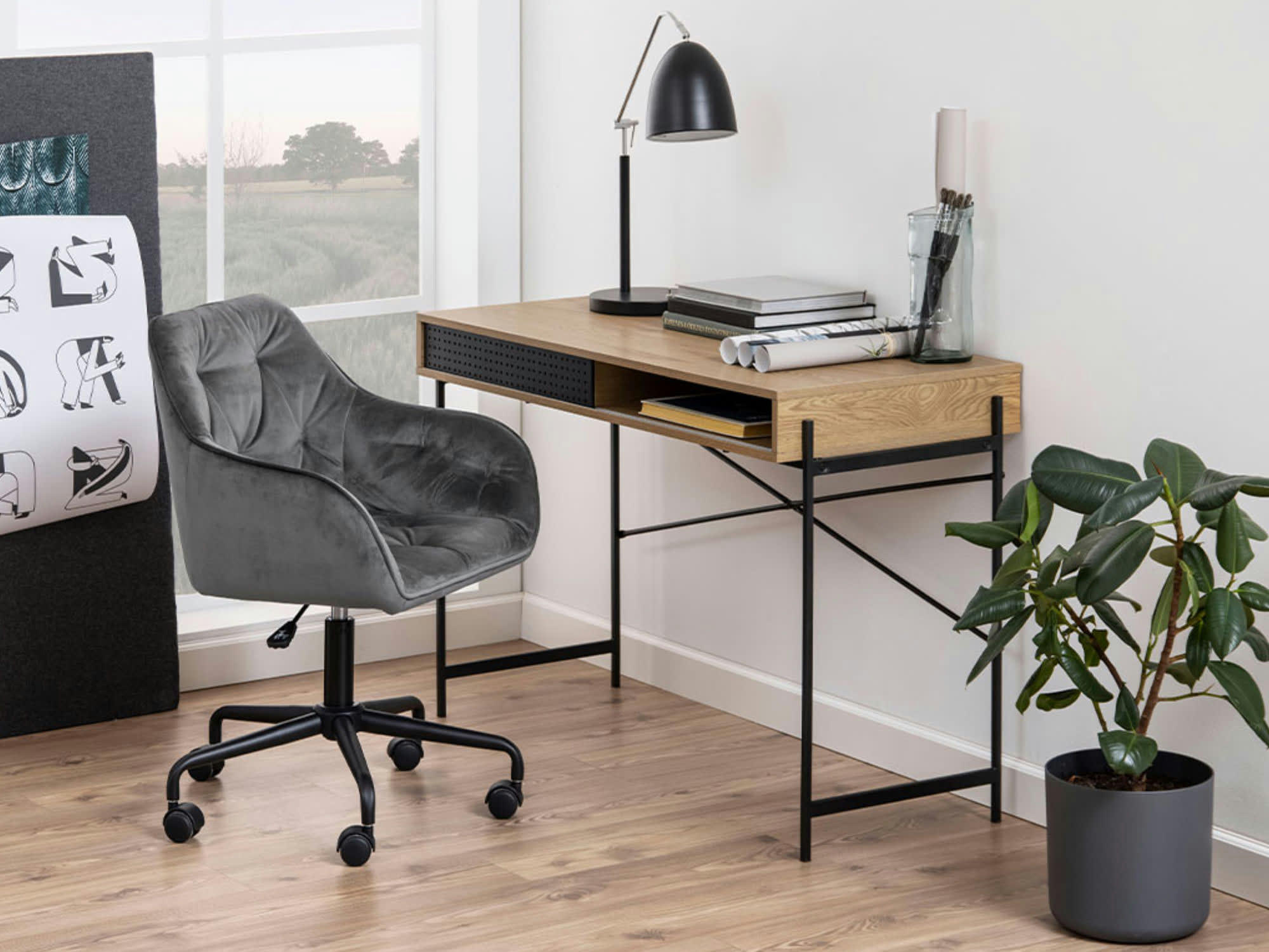 JILL - Console style industriel 112 cm bois