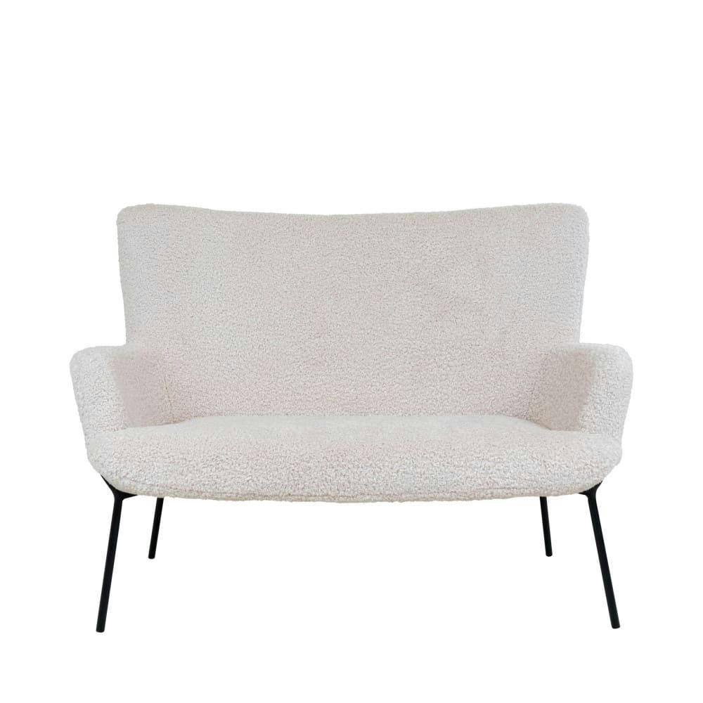 GLASGOW - Canapé 2 places en tissu bouclette blanc