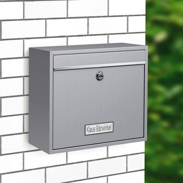 Briefkasten, eckig, Stahl, silberfarben