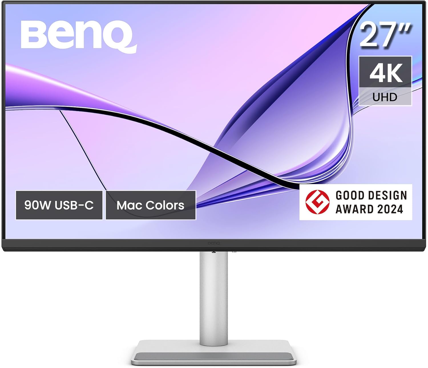 BenQ MA270U 27” 4K 3840x2160 Monitor for MacBook® Pro/Air  Dual USB-C  90W Power Delivery  Mac Color Match  USB Hub  Brightness & Volume Control on Mac  Height & Tilt Adjustable Stand  P3 Color Gamut