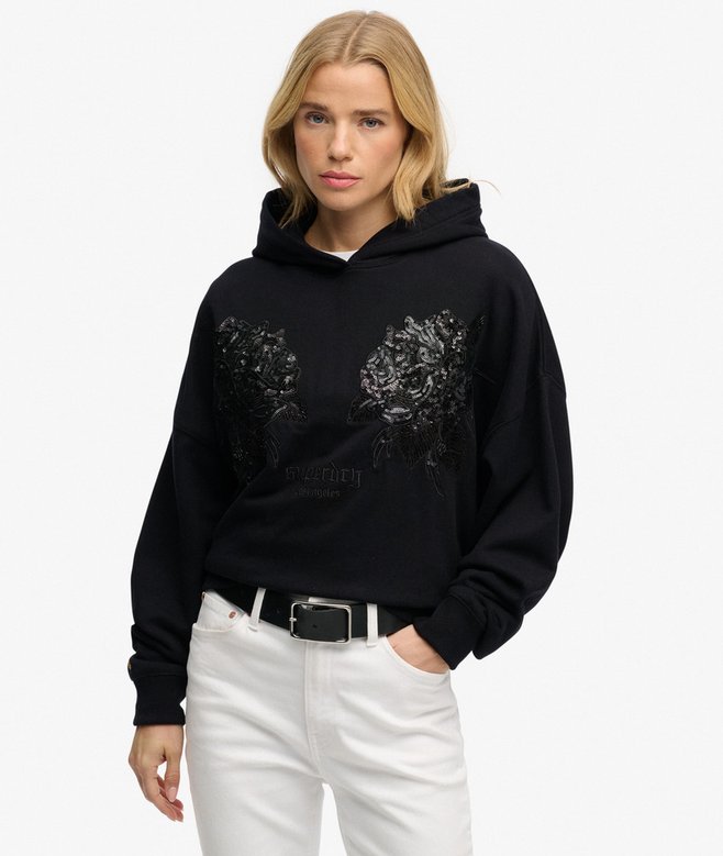 Tattoo Embellished Oversized Hoodie