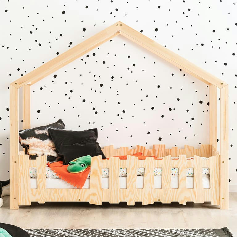 ANDRÉA - Lit cabane 90x190 entrée gauche sommier inclus naturel