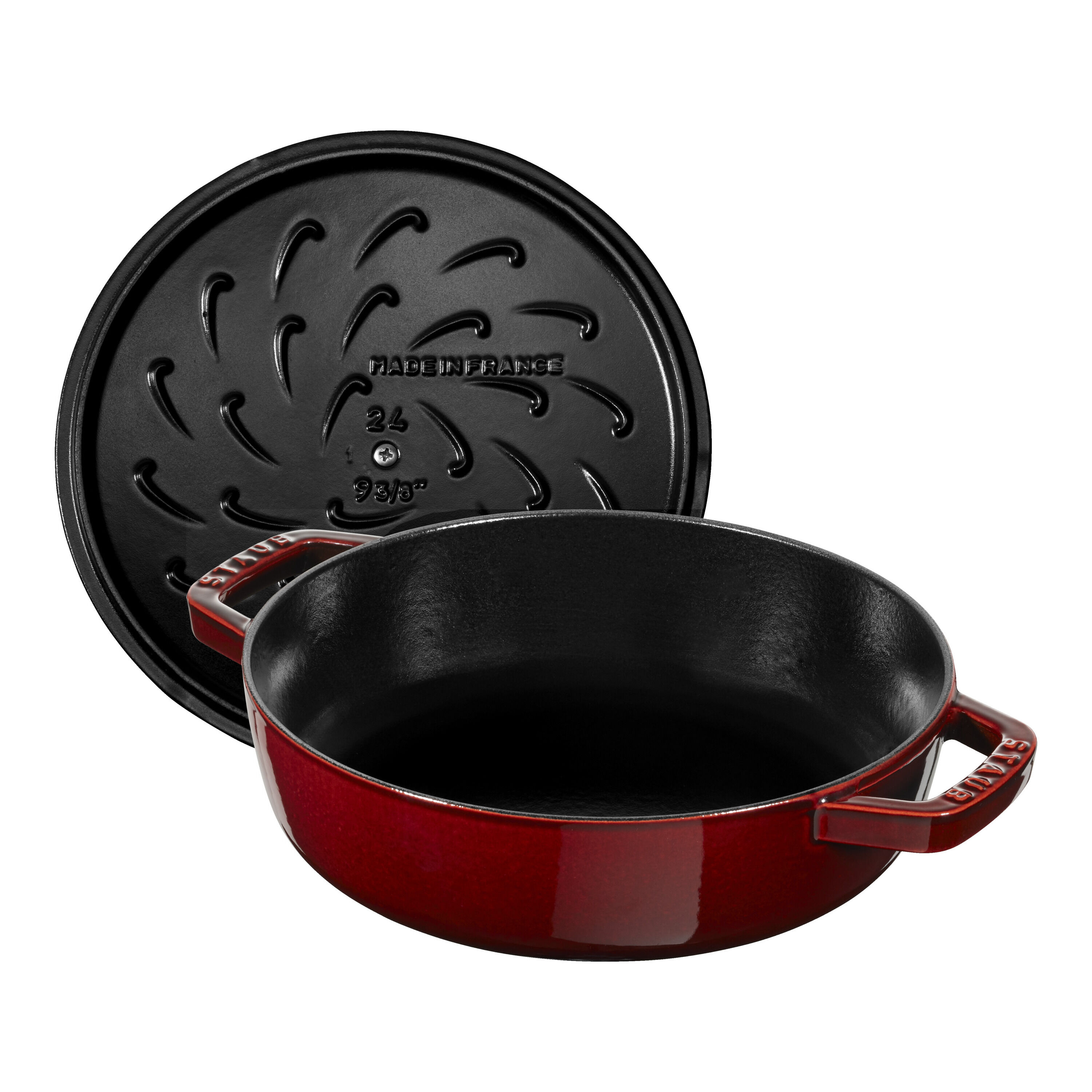 24 cm round Cast iron Saute pan Chistera grenadine-red