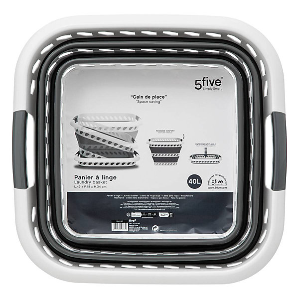 Corbeille à linge pliable 40L - Gris Blanc - 5Five