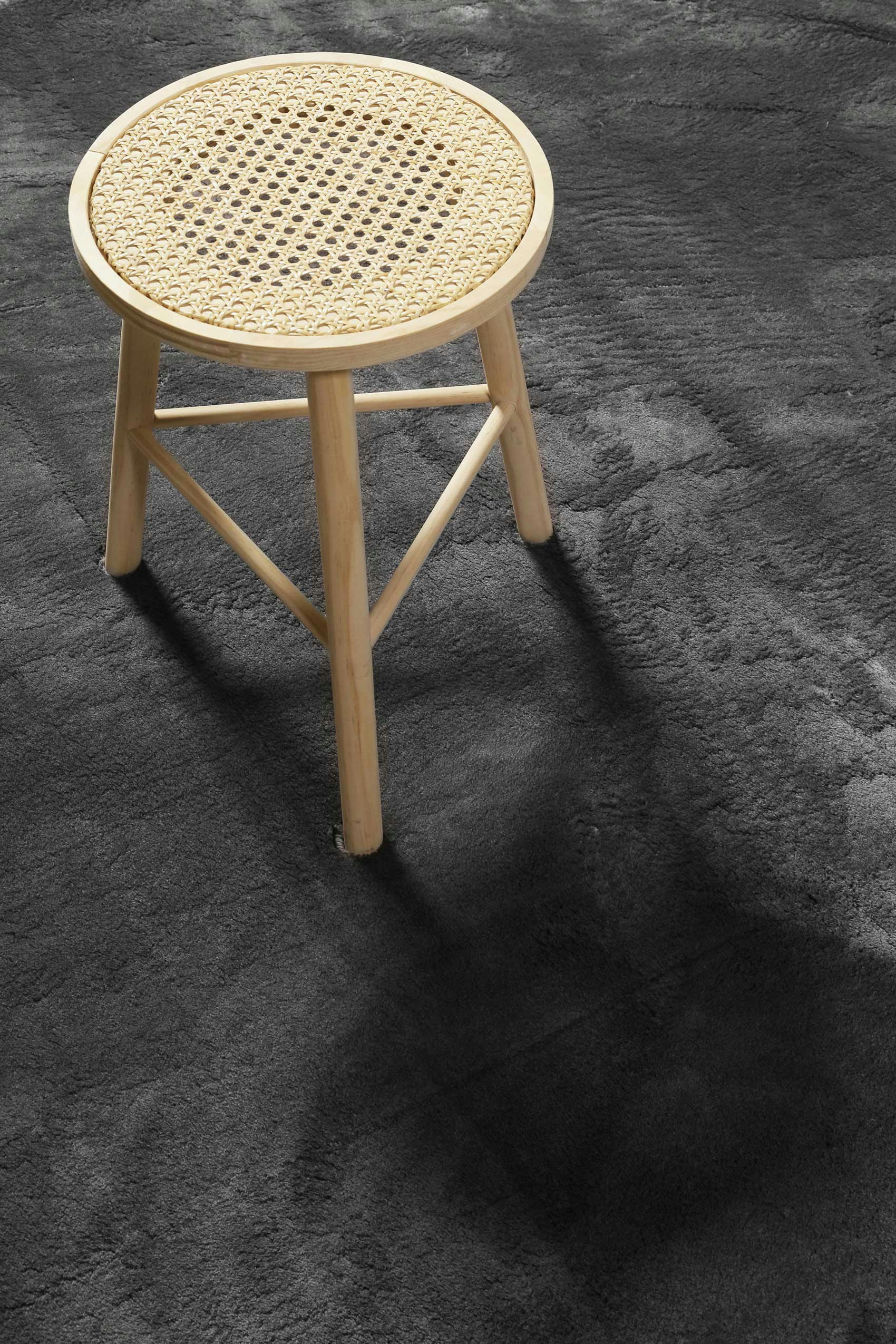 LAGO - Tapis rond tufté mèches rases gris anthracite 120 D