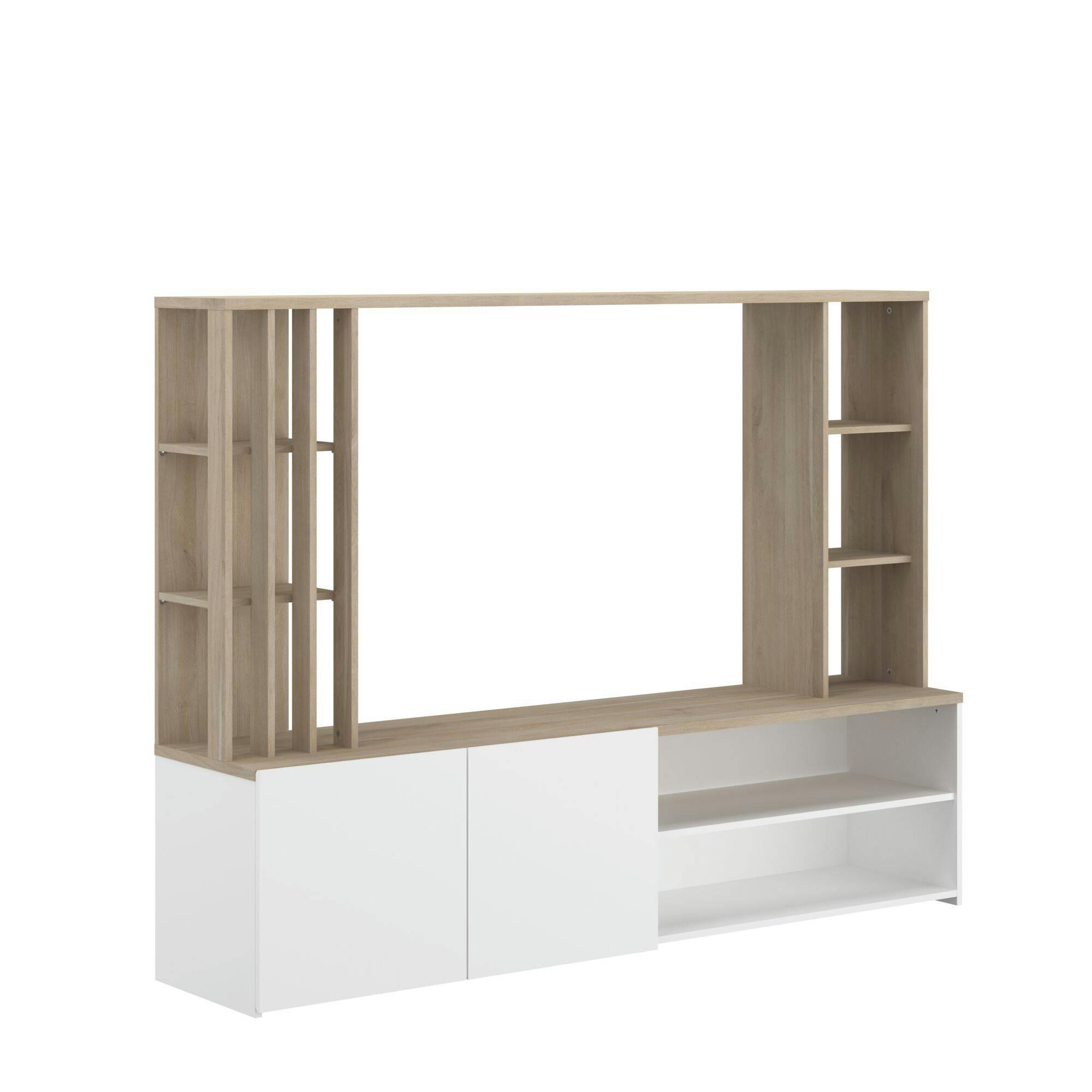 PRIM - Meuble Tv effet bois et blanc