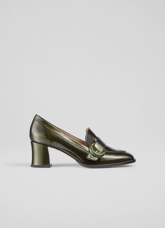 Mara KhakiResin Buckle Block Heel