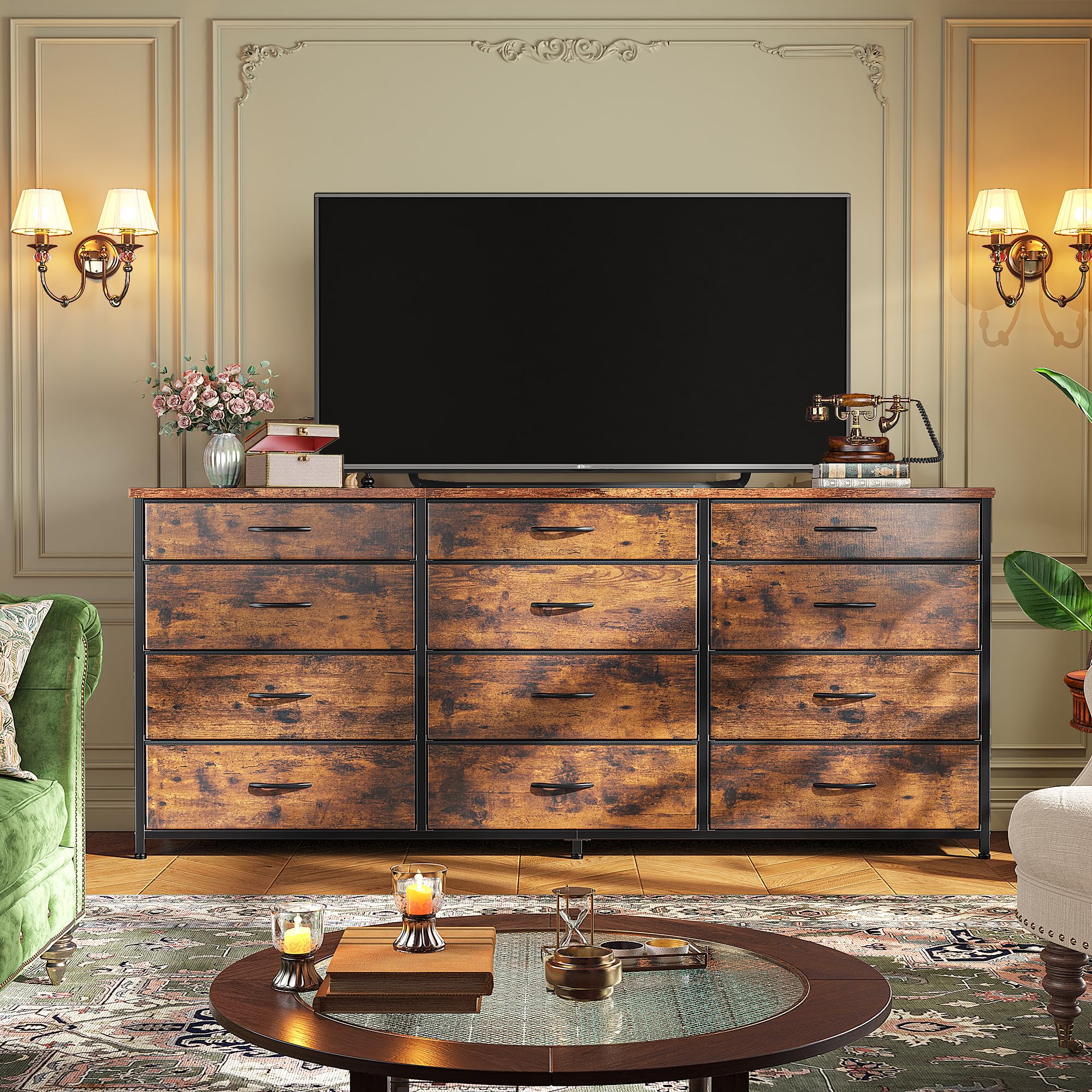 ROMORGNIZ 55 Dresser with 12 Drawers for Bedroom & TV